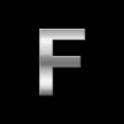 Chrome 3d sticker letter F