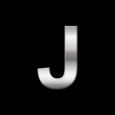 Chrome 3d sticker letter J