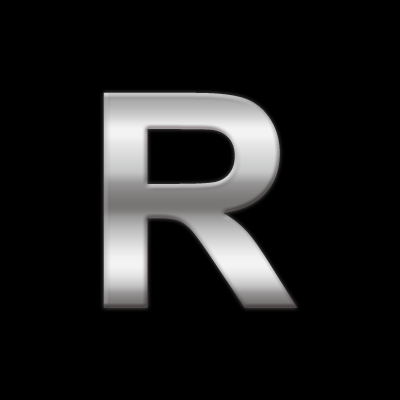 Chrome 3d sticker letter R