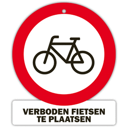 Autosticker geen fietsen plaatsen