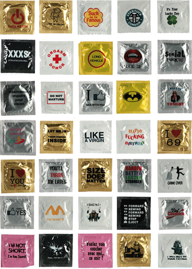 Setje 3 condooms grappige verpakking