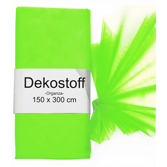 Neon groene organza stof 150 x 300 cm