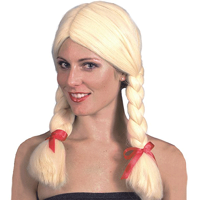 Blonde braids fancy dress accessory for adults