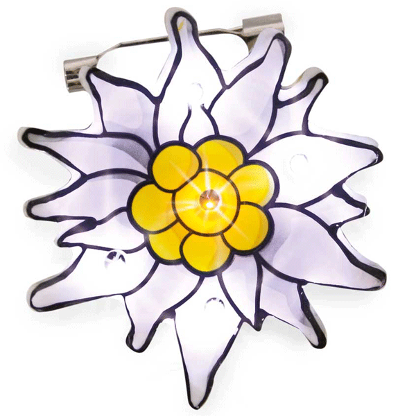 Edelweiss brooch with flashing light