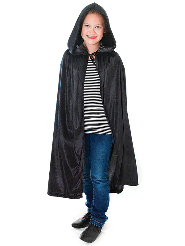 Halloween verkleed cape - voor kinderen - zwart - fluwelen stof