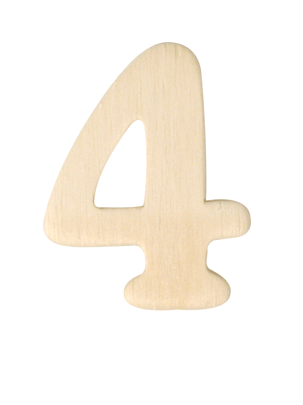 Wooden number 4 of 4 cm