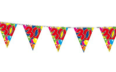 Verjaardag feestversiering 30 jaar PARTY letters en 16x ballonnen met 2x plastic vlaggetjes