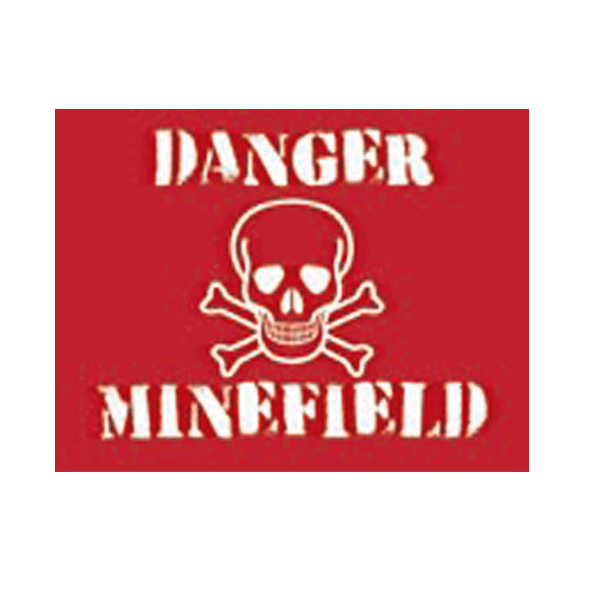 Mini muurplaatje Danger Minefield 15x20cm