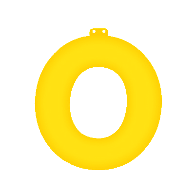 Opblaas letter O geel