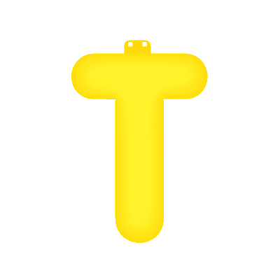 Opblaas letter T geel