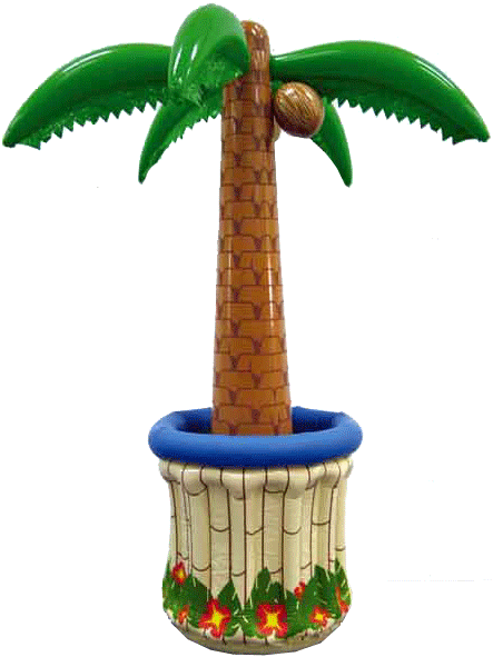 Inflatable palm tree beverage cooler