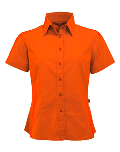 Orange ladies blouse with short sleeves