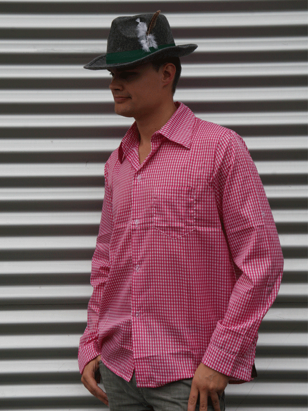 Tiroler blouse roze voor heren