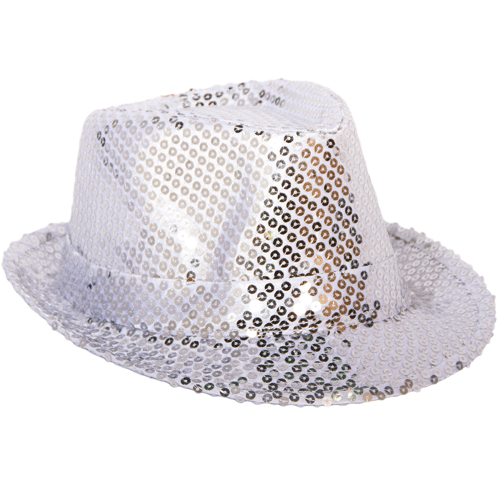 Toppers in concert - Carnaval verkleed set hoed met stropdas zilver glitters