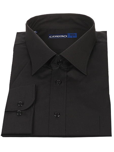 Black mens shirt with long sleeves and body-fit