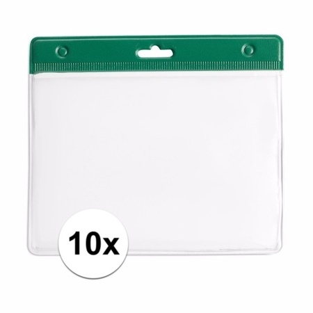 10 badge holders green 11,5 x 9,5 cm