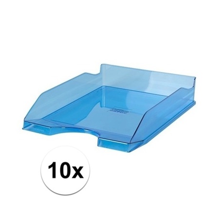 10 Pcs letter tray transparent blue A4 size