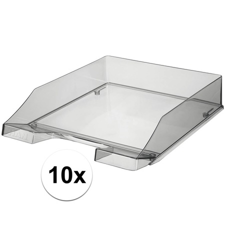 10 pcs Letter tray transparant grey A4 size HAN