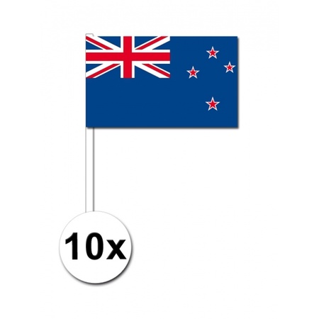 10 zwaaivlaggetjes Nieuw Zeeland 12 x 24 cm