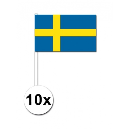10 zwaaivlaggetjes Zweden 12 x 24 cm