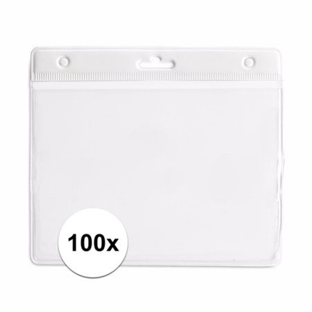 100 badge holders white 11,5 x 9,5 cm