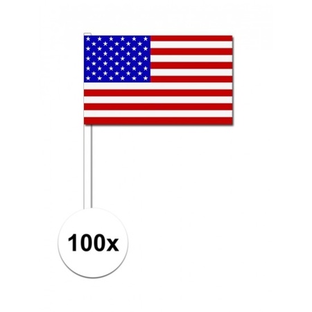 100x Amerikaanse zwaaivlaggetjes 12 x 24 cm