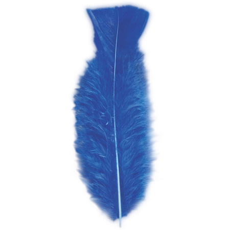 100x Blauwe veren/sierveertjes decoratie/hobbymateriaal 17 cm