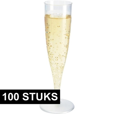 100x Champagne glazen transparant 19 cm