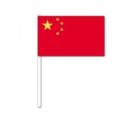 100x Chinese waving flags 12 x 24 cm