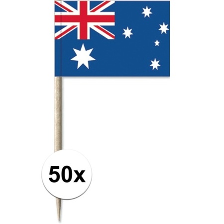 100x Cocktailprikkers Australi 8 cm vlaggetje landen decoratie