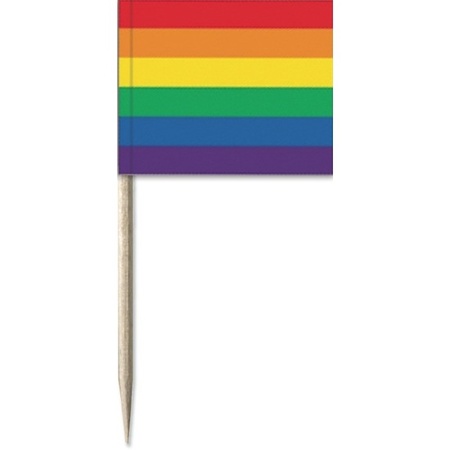 100x Cocktailprikkers regenboog vlag 8 cm vlaggetje decoratie