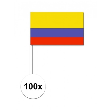 100x Colombiaanse zwaaivlaggetjes 12 x 24 cm