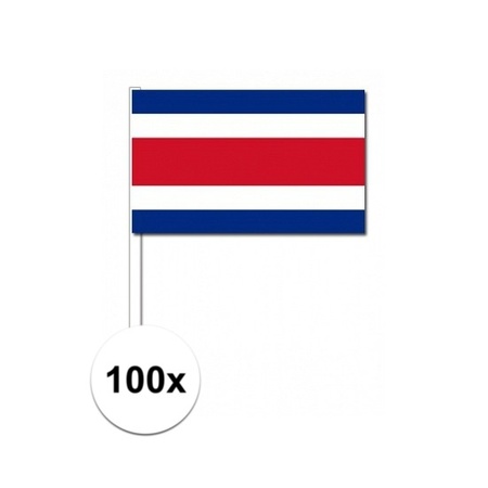 100x Costa Ricaanse zwaaivlaggetjes 12 x 24 cm