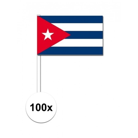 100x Cubaanse zwaaivlaggetjes 12 x 24 cm