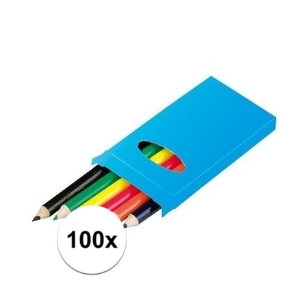 100x Doosjes kleurpotloden met 6 potloden