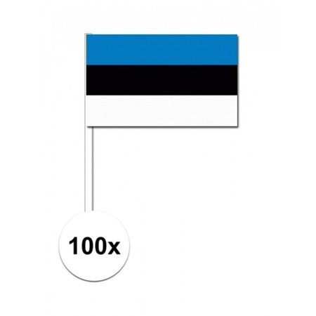 100x Estlandse zwaaivlaggetjes 12 x 24 cm