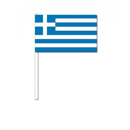 100x Greek waving flags 12 x 24 cm