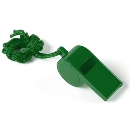 100x Green whistle on cord