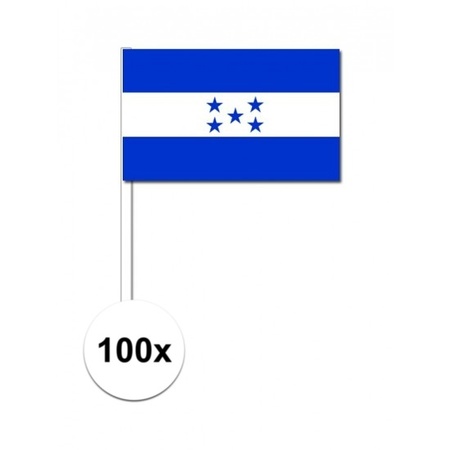 100x Hondurese zwaaivlaggetjes 12 x 24 cm