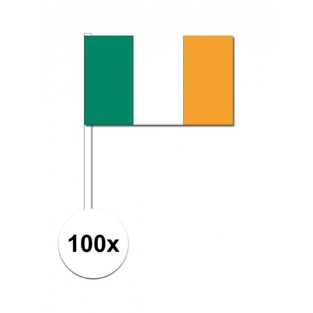 100x Ierse zwaaivlaggetjes 12 x 24 cm