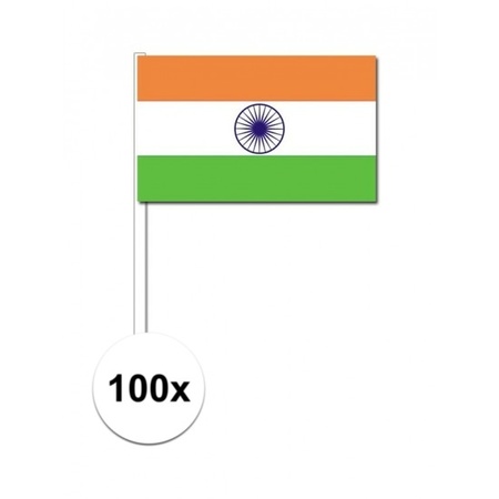 100x Indiase zwaaivlaggetjes 12 x 24 cm