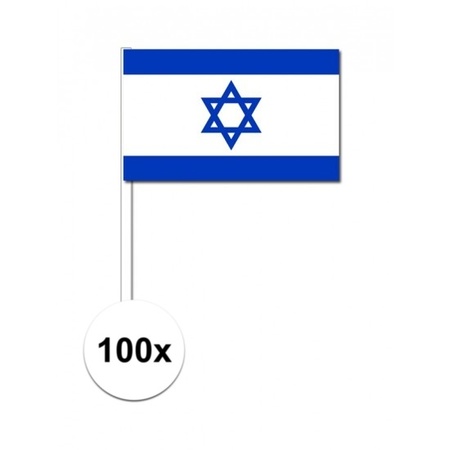 100x Israelian waving flags 12 x 24 cm