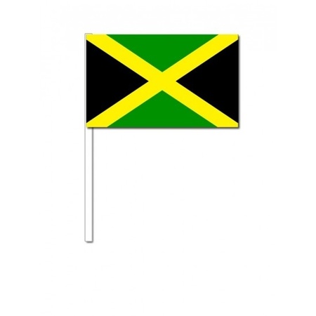 100x Jamaican waving flags 12 x 24 cm