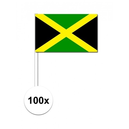 100x Jamaicaanse zwaaivlaggetjes 12 x 24 cm