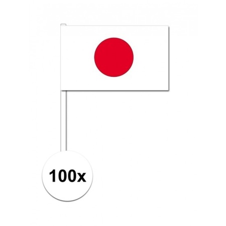 100x Japanese waving flags 12 x 24 cm