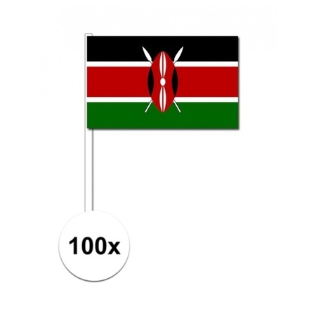 100x Kenyan waving flags 12 x 24 cm