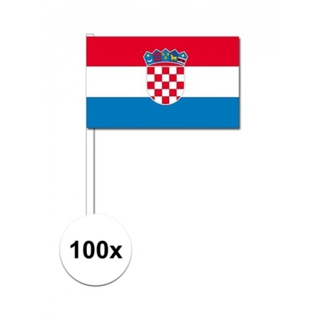 100x Croatian waving flags 12 x 24 cm