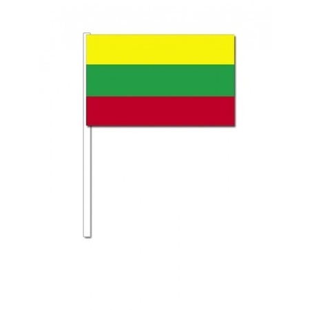 100x Lithuanian waving flags 12 x 24 cm