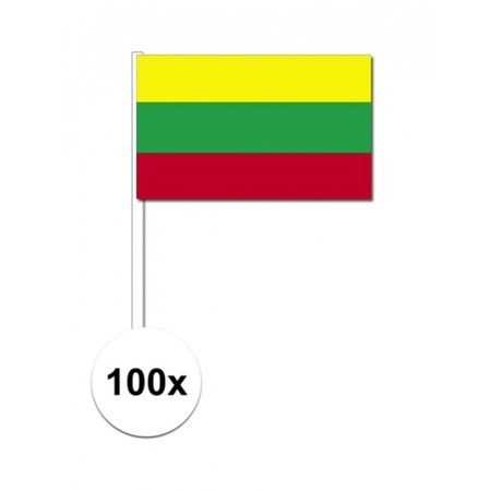 100x Litouwse zwaaivlaggetjes 12 x 24 cm