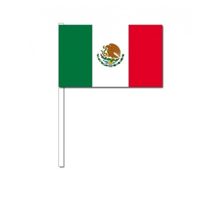 100x Mexicaanse zwaaivlaggetjes 12 x 24 cm